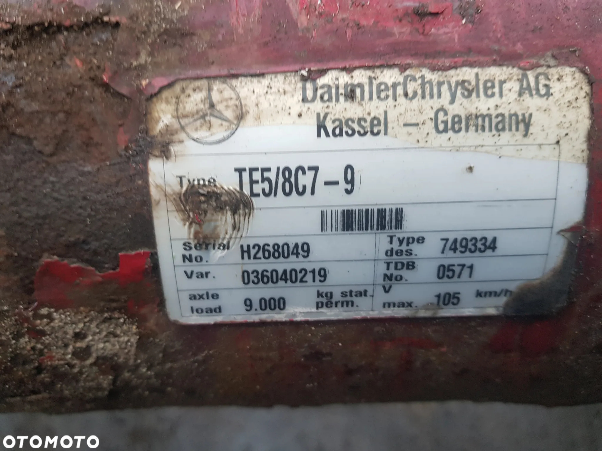 Oś osie do naczepy Mercedes TE5/8C7-9 - 8