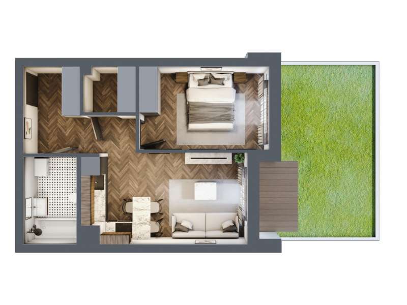 Mieszkanie, 41.04m², 2 pokoje, 1 piętro, B-KLM12-LM2, Nowe Horyzonty