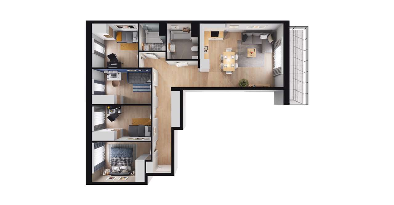 5-pokojowe mieszkanie 81m2 + balkon Bezpośrednio - Pełny obrazek: 2/23