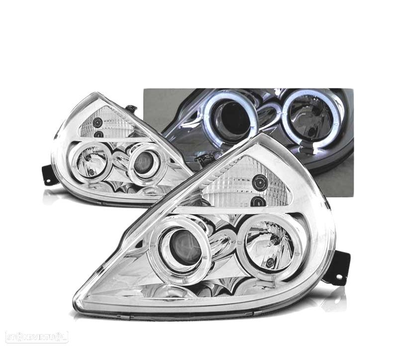 FARÓIS ANGEL EYES PARA FORD KA 96-08 CROMADO - 1