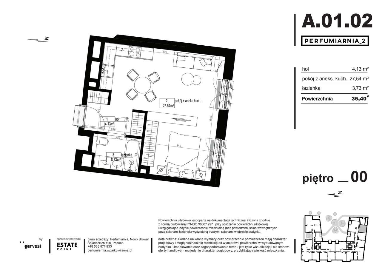 Perfumiarnia 2 | mieszkanie 35,15  m² | A.01.02 - Pełny obrazek: 3/15
