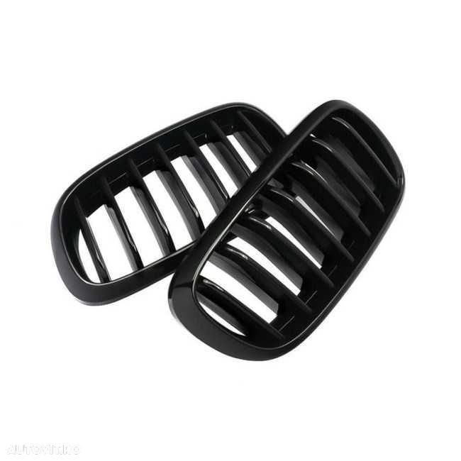 Grile Bara Fata Nari Simple BMW X5 F15 X6 F16, Negru Lucios - 2
