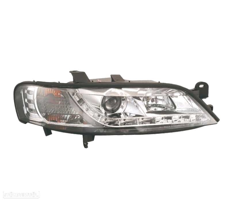 FARÓIS OPEL VECTRA B 99-02 LUZ DIURNA LED FUNDO CROMADO - 2