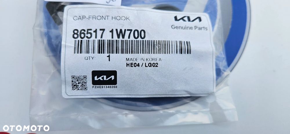 KIA RIO 3 III LIFT 2014-2017 Zaślepka zderzaka przedniego Zaślepka haka zderzaka przód 86517-1W700  NOWA ORYGINALNA KIA - 6