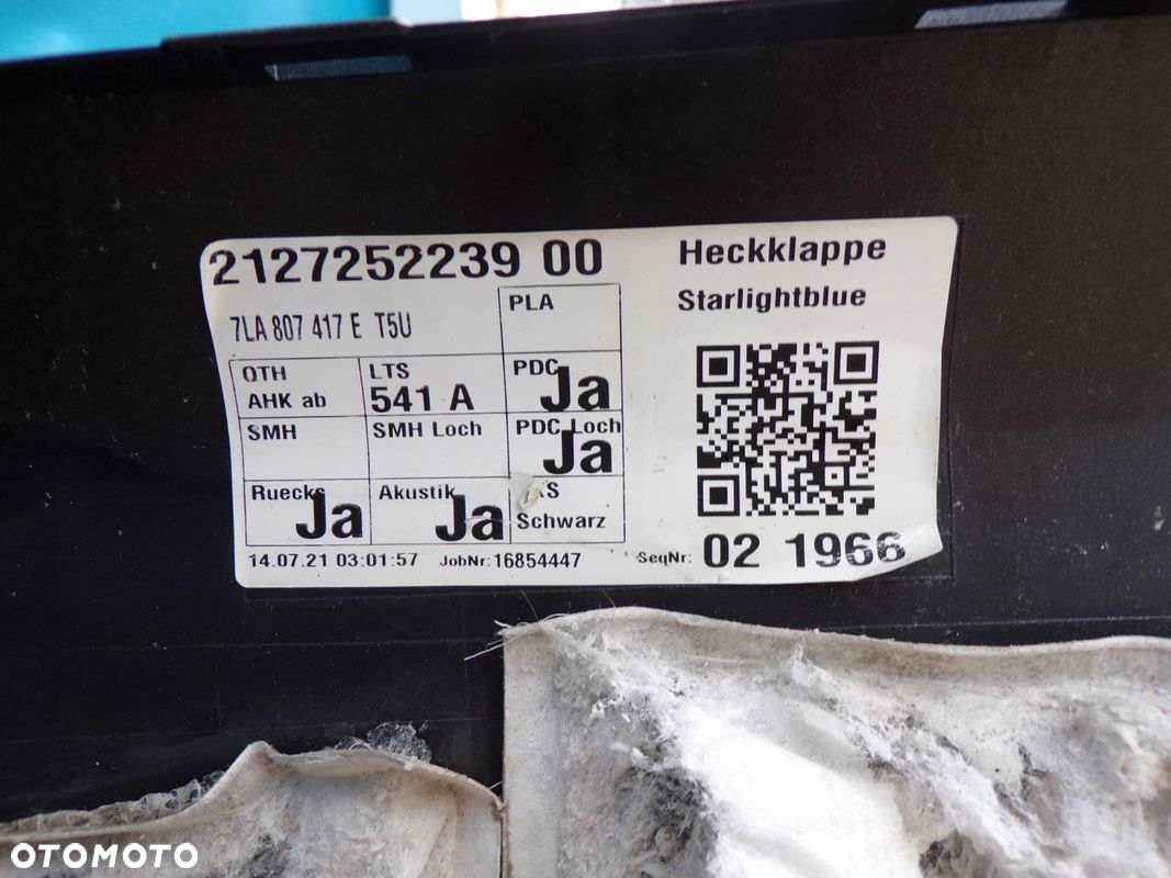 VW Transporter T6 15- zderzak tylny tył wersja z KLAPĄ czujniki parkowania - 12