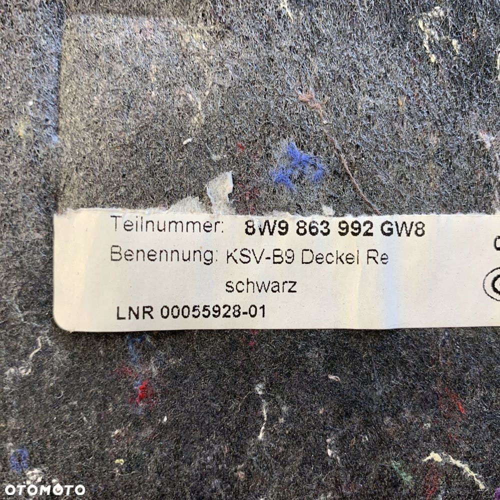 Audi A4 B9 8W 18R Avant Tapicerka Boczek Podłoga Bagażnika Komplet - 9