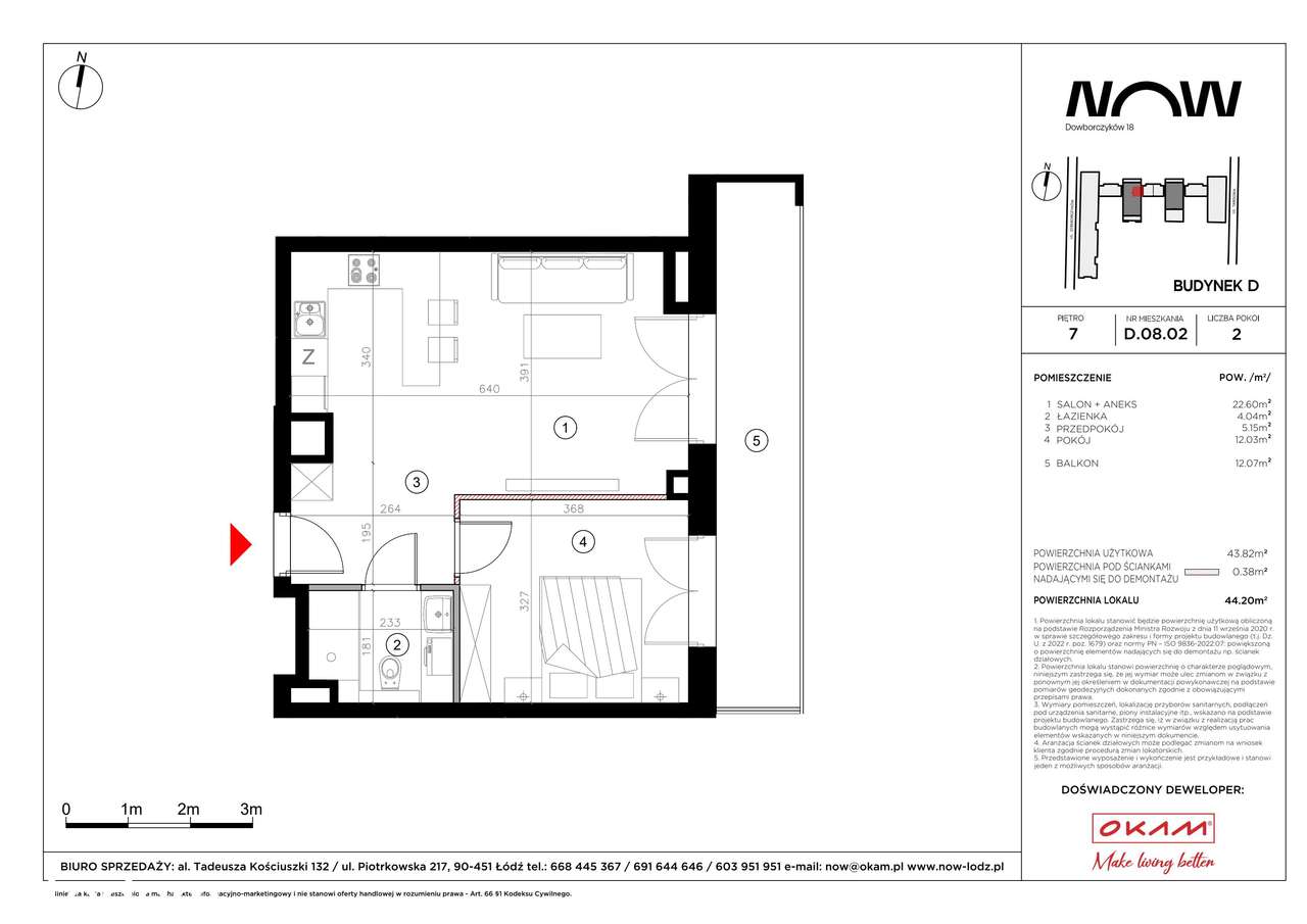 2-pokojowe mieszkanie 44m2 + balkon Bez Prowizji - Pełny obrazek: 2/8