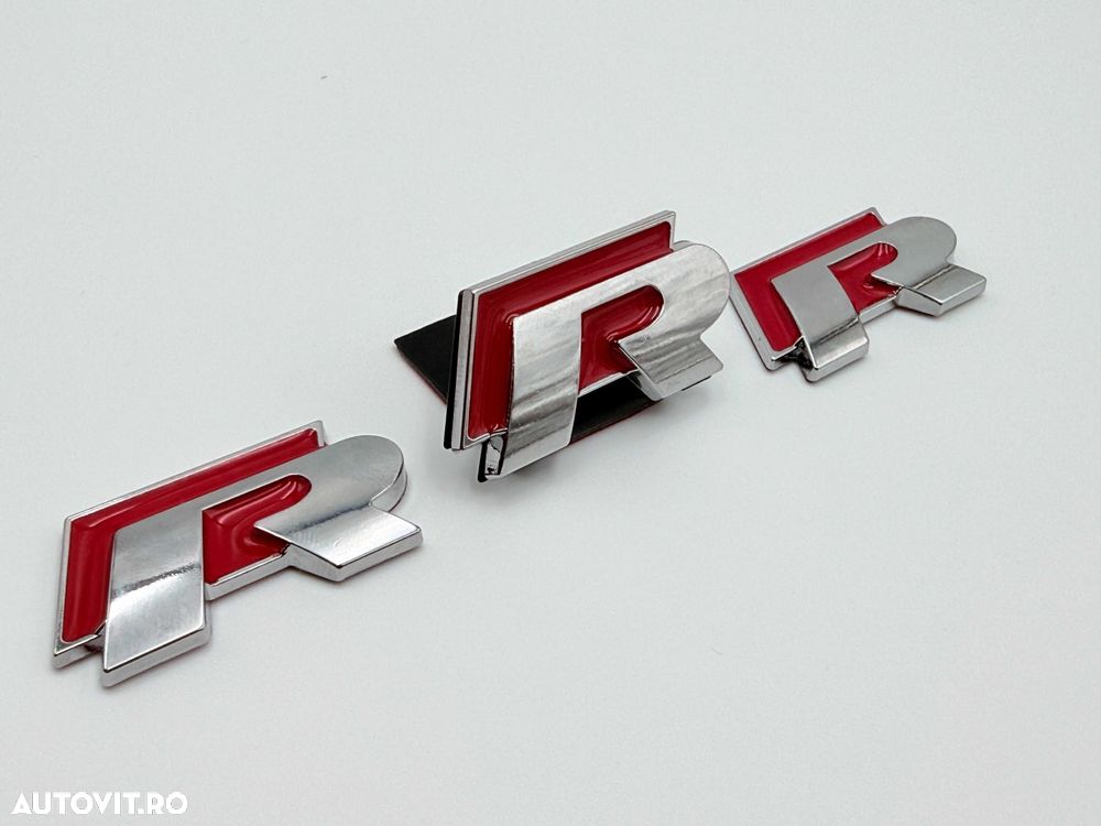 Set Embleme Compatibile VW R R-line rosu passat tiguan golf jetta - 1