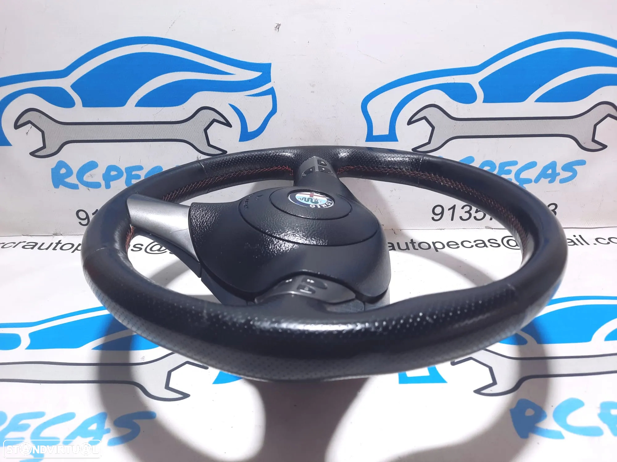 .VOLANTE GUIADOR COMPLETO ALFA ROMEO GT 937 T097A000623 ALFA 147 156 PELE PERFURADA AIRBAG COMANDOS MULTIFUNÇÕES CONTROLO - 2