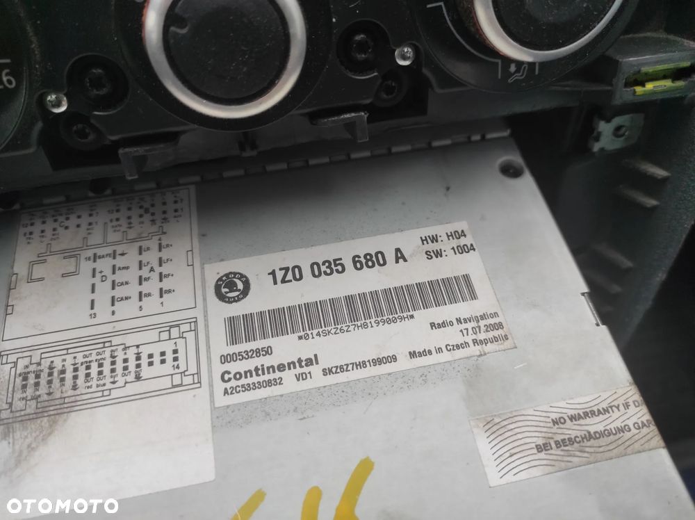 RADIO ODTWARZACZ NAWIGACJA SKODA OCTAVIA 2 SUPERB 2 RAPID FABIA 2 ROOMSTER POLSKIE MENU 2 DIN 1Z0035680A ROZKODOWANE WYSYŁKA !!!!! - 6