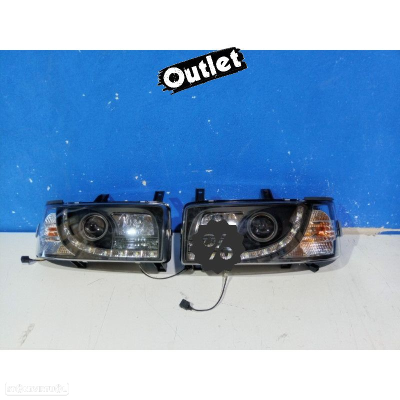 R145490C1 FARÓIS COM LUZ DIURNA LED VOLKSWAGEN VW T4 90-03 FUNDO PRETO - 4