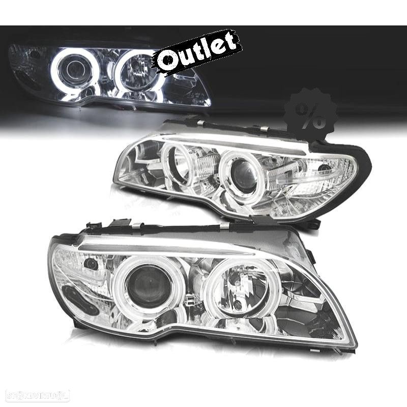 R008062C2 FARÓIS XENON BMW SÉRIE 3 E46 2 PORTAS 03-06 OLHOS DE ANJO CCFL FUNDO C - 1