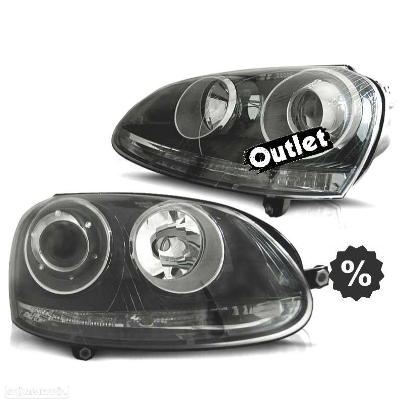 R020063C1 FARÓIS VOLKSWAGEN VW GOLF MK5 03-09 R32 FUNDO PRETO - 1