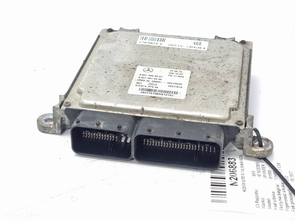 KOMPUTER SILNIKA ECU MERCEDES SPRINTER 313 A6519000601 - 2