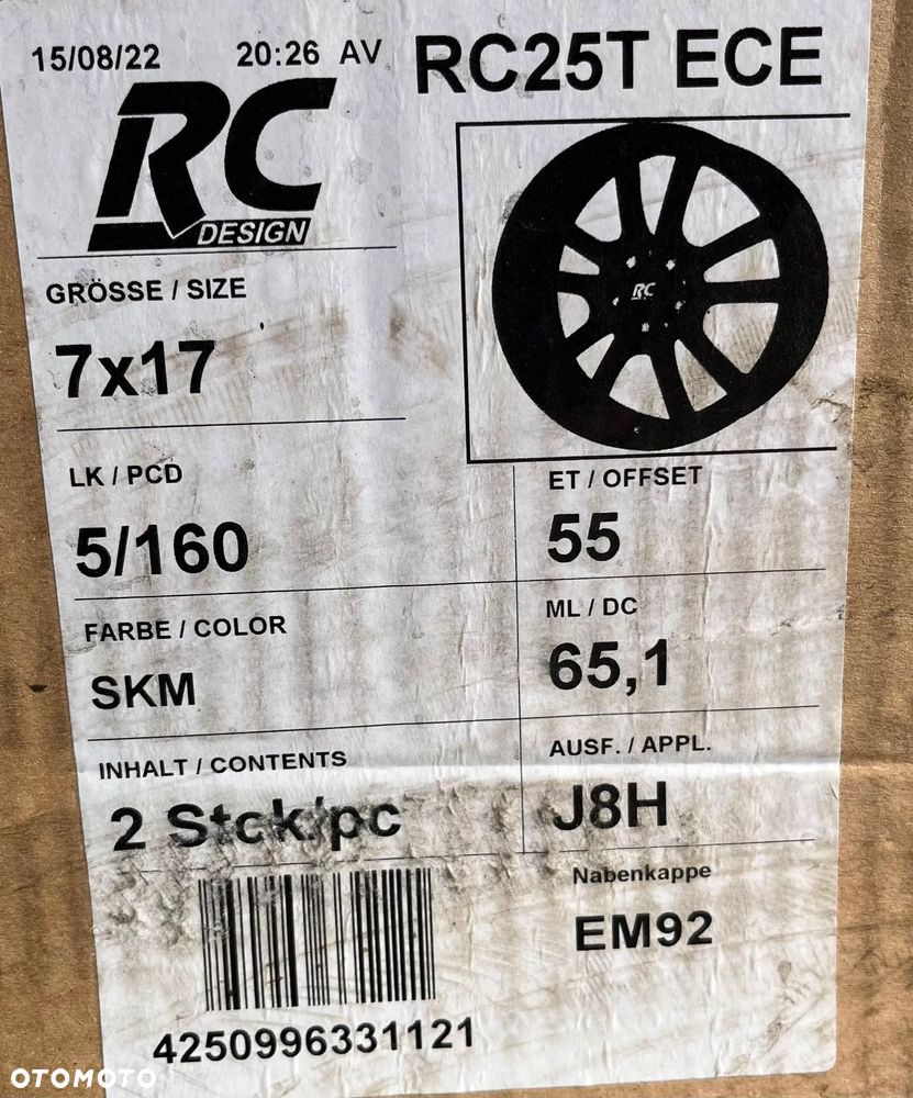 Felgi Aluminiowe RC-Design RC25T 7x17 ET55 5x160 Komplet Nowe Nr Kat. F6 - 5