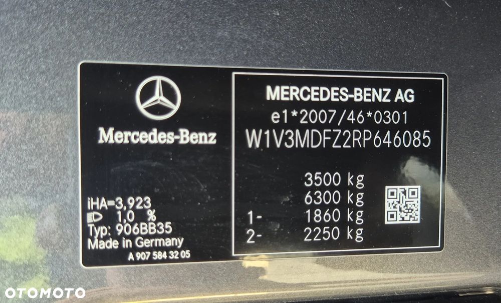 Mercedes-Benz Sprinter 319 CDI 190 KM 9G-Tronic, Automat, Model 907, Salon polska, Furgon Blaszak, Ekstra Długi  4800 mm L4H2, Wzmocnione zawieszenie, Zbiornik 230l alu (z atestem), Webasto, Kabina sypialniana, Po przeglądzie B+ jeszcze jeden w cenie, Dostępny od Października, FV - 16
