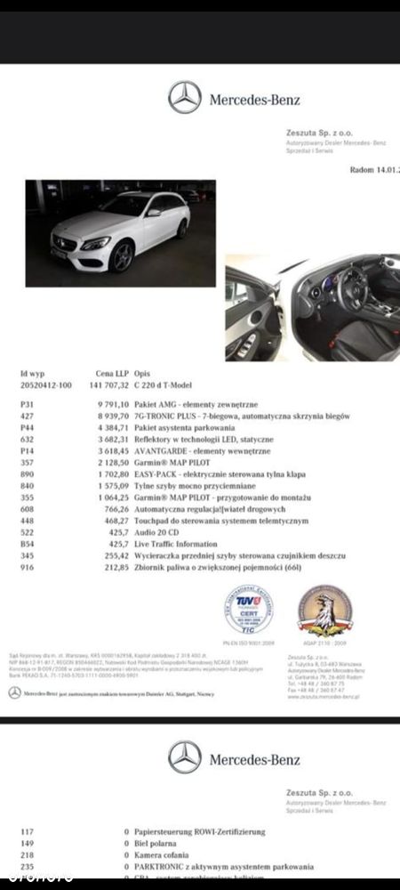 Mercedes-Benz Klasa C 220 (BlueTEC) d 7G-TRONIC - 7