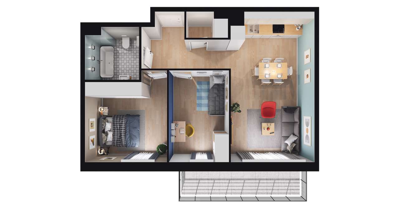3-pokojowe mieszkanie 59m2 + balkon Bezpośrednio - Pełny obrazek: 2/23
