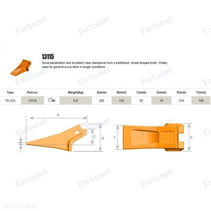 Dinti cupa Combi Parts 13115 C3T5C - 2