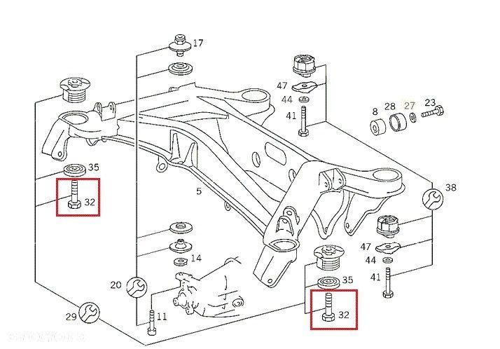 MERCEDES WIELE MODELI Sruba poduszek belki tyl ORYGINAL - 3