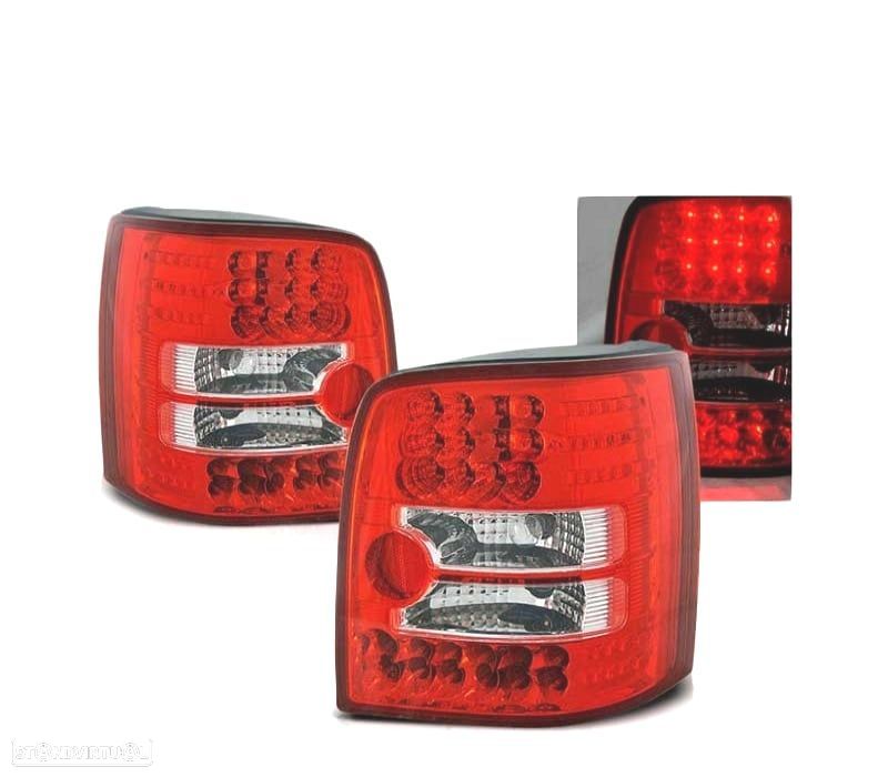 FAROLINS TRASEIROS LED PARA VOLKSWAGEN VW PASSAT B5 VARIANT 96-00 VERMELHO BRANCO - 1