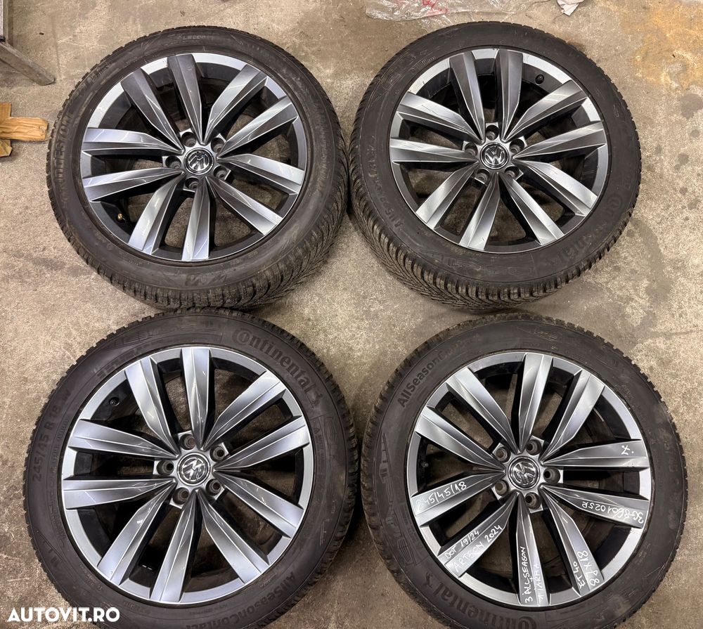 Set jante aliaj VW ARTEON an 2024 cu cauciucuri 245/45R18 si senzori presiune - 1