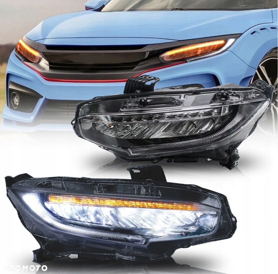 reflektory lampy kpl led diodowe europejskie dts honda civic x 10 2016-2021 - 4
