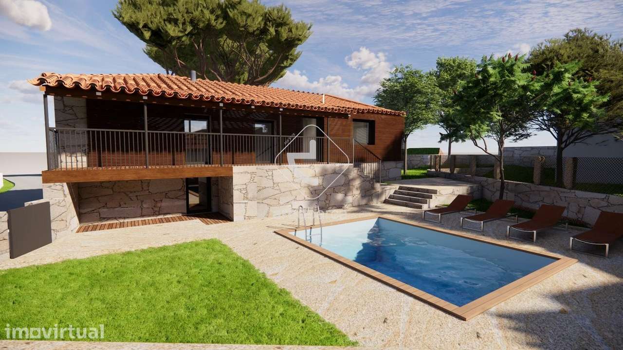 Projecto para reconstrução de duas construções com piscina, em Miranda - Grande imagem: 3/15