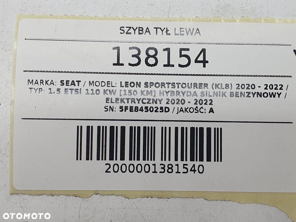 SZYBA DRZWI TYŁ TYLNA LEWA SEAT LEON IV 5FE845025D - 3