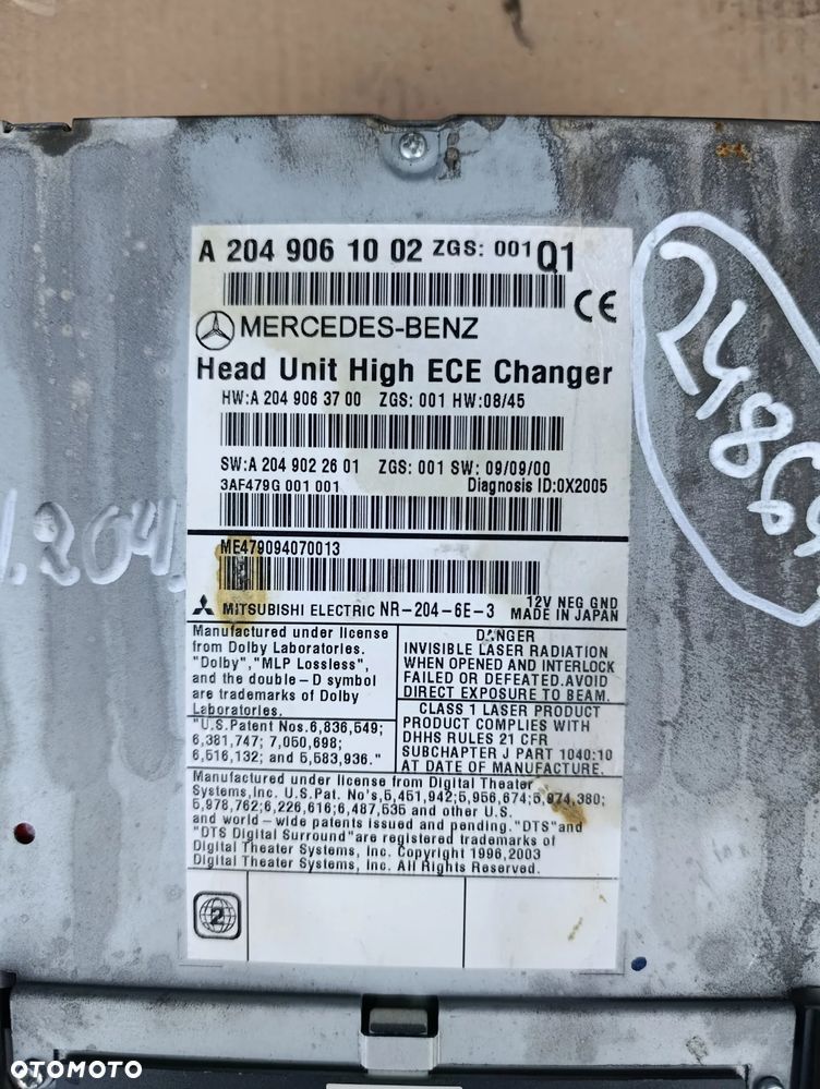 MERCEDES W204 RADIO RADIOODTWARZACZ A2049061002 - 3