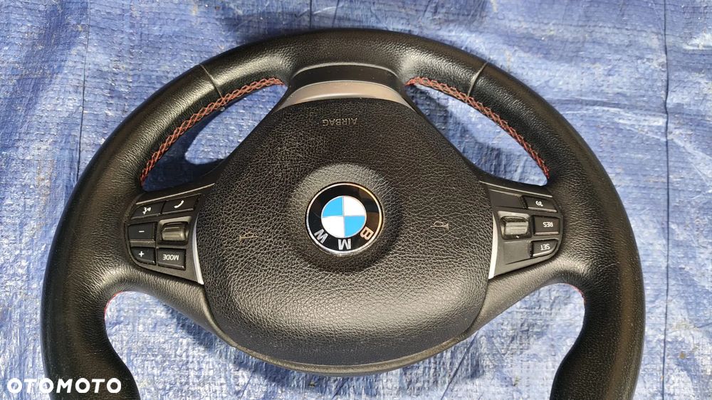 KIEROWNICA SPORT CZERWONA NIĆ CZARNA SKÓRA KOMPLETNA PODUSZKA AIRBAG 6796397 6791332 ORYGINAŁ BARDZO ŁADNA BMW F20 F21 F22 F23 F30 F31 F32 F33 F34 F36 - 6