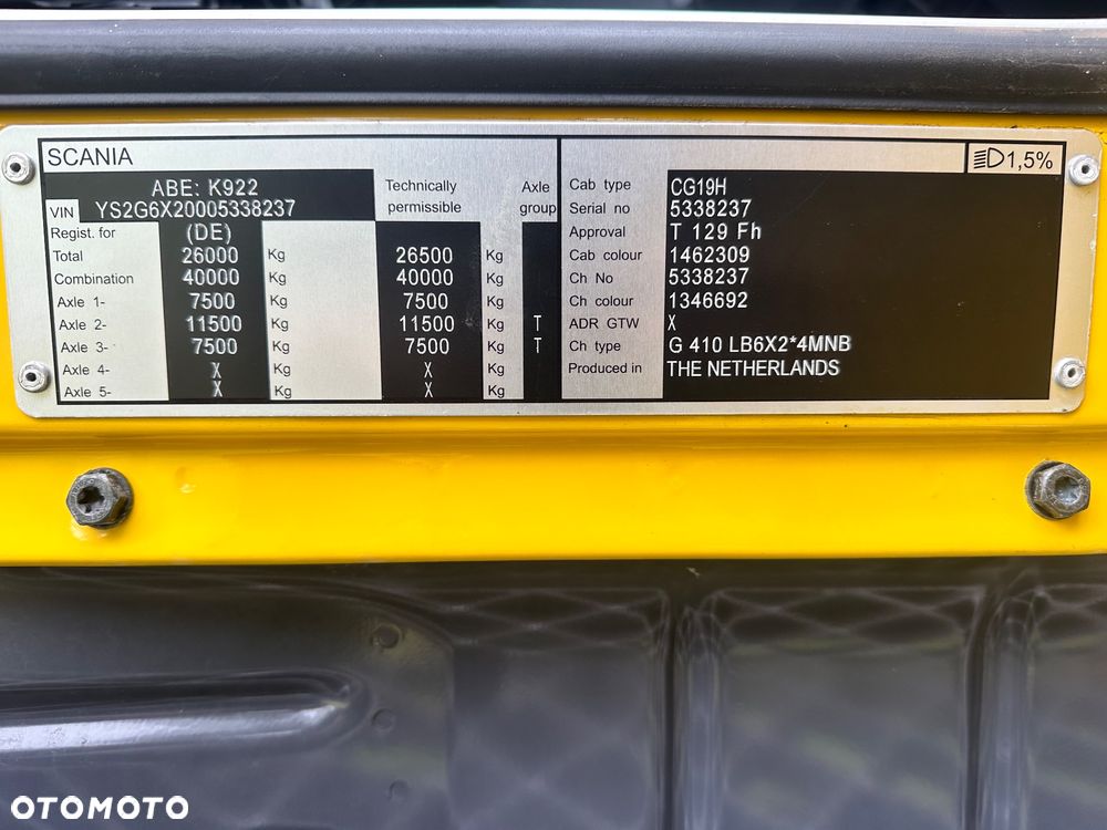 Scania G410 6x2 euro6 bez EGR Poduszki Przód RAMA BDF - 6
