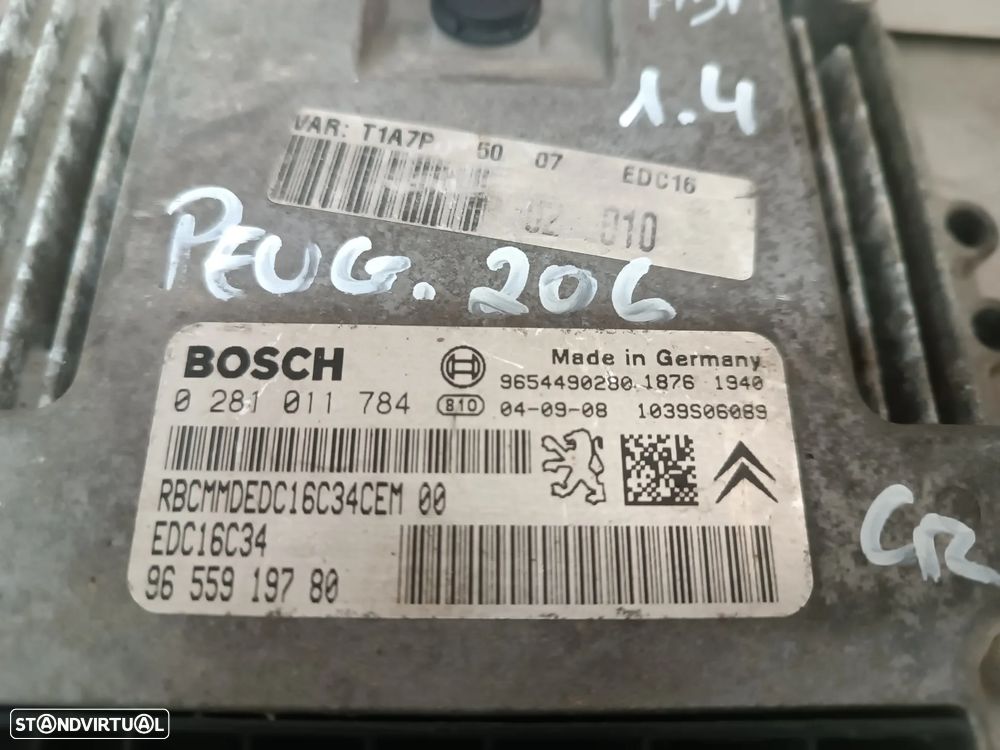 UNIDADE / CENTRALINA DO MOTOR PEUGEOT 206 1.4HDI 0281011784 9655919780 - 3