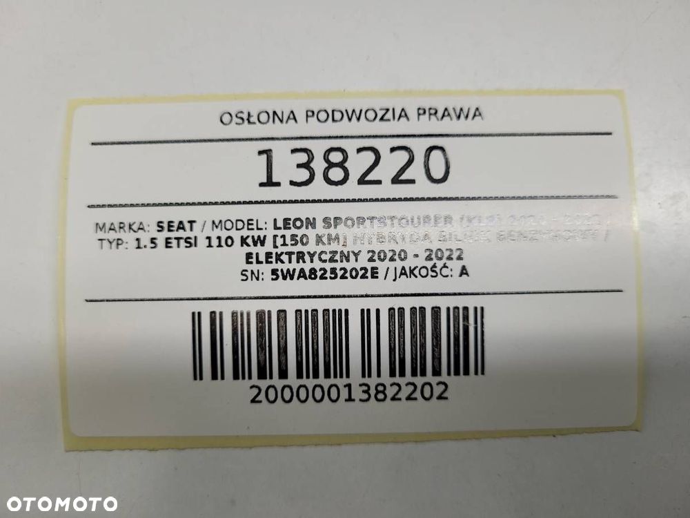 OSŁONA PODWOZIA PŁYTA PRAWA SEAT LEON IV KOMBI 5WA825202E - 12