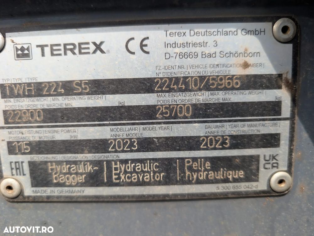 Fuchs TEREX FUCHS, GRAIFER, 2023, 3.944h, brate LUNGI la 12m, cabina liftabila, cale fata si spate, motor Deutz 154CP, produs in Germania, camera spate, Masa operationala 25,7t, Aer cond, anv pline, posibilitate leasing 4 ani-PROMOTIE 179.900 EUR+Tva - 22
