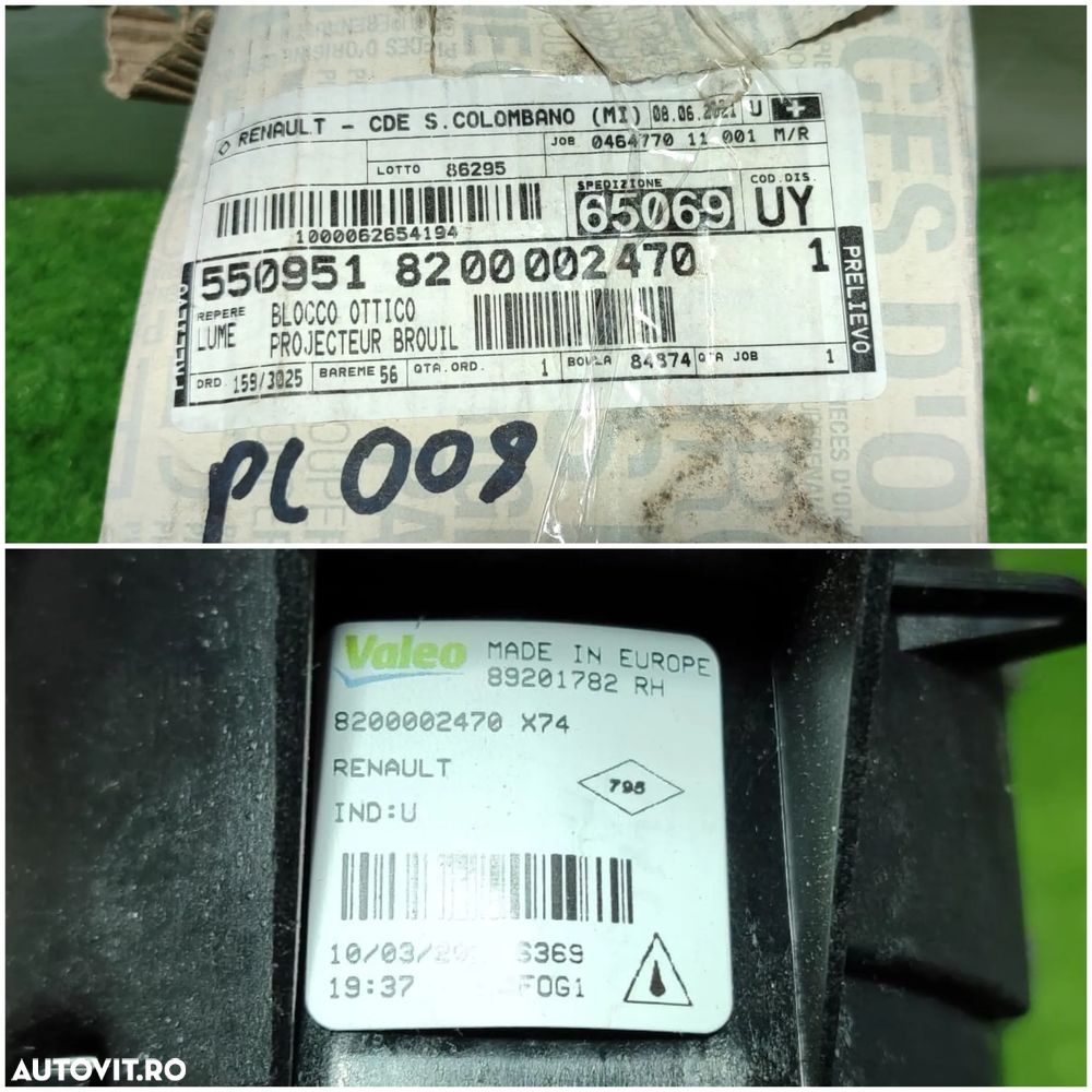 PROIECTOR CEATA DREAPTA RENAULT LAGUNA 2 (II) / MEGANE 2 (II) / SCENIC 2 (II) / ESPACE 4 (IV) / VEL SATIS COD OEM 8200002470 / 89201782 2001-2007 (5G2) - 8