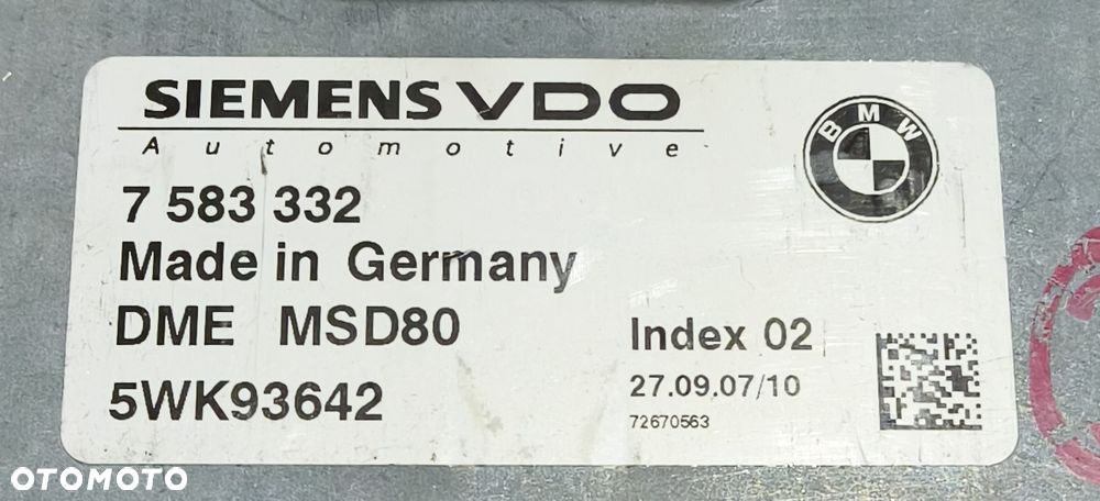 BMW 3 E92 07r 3.0 KOMPUTER STEROWNIK SILNIKA 7583332 - 2
