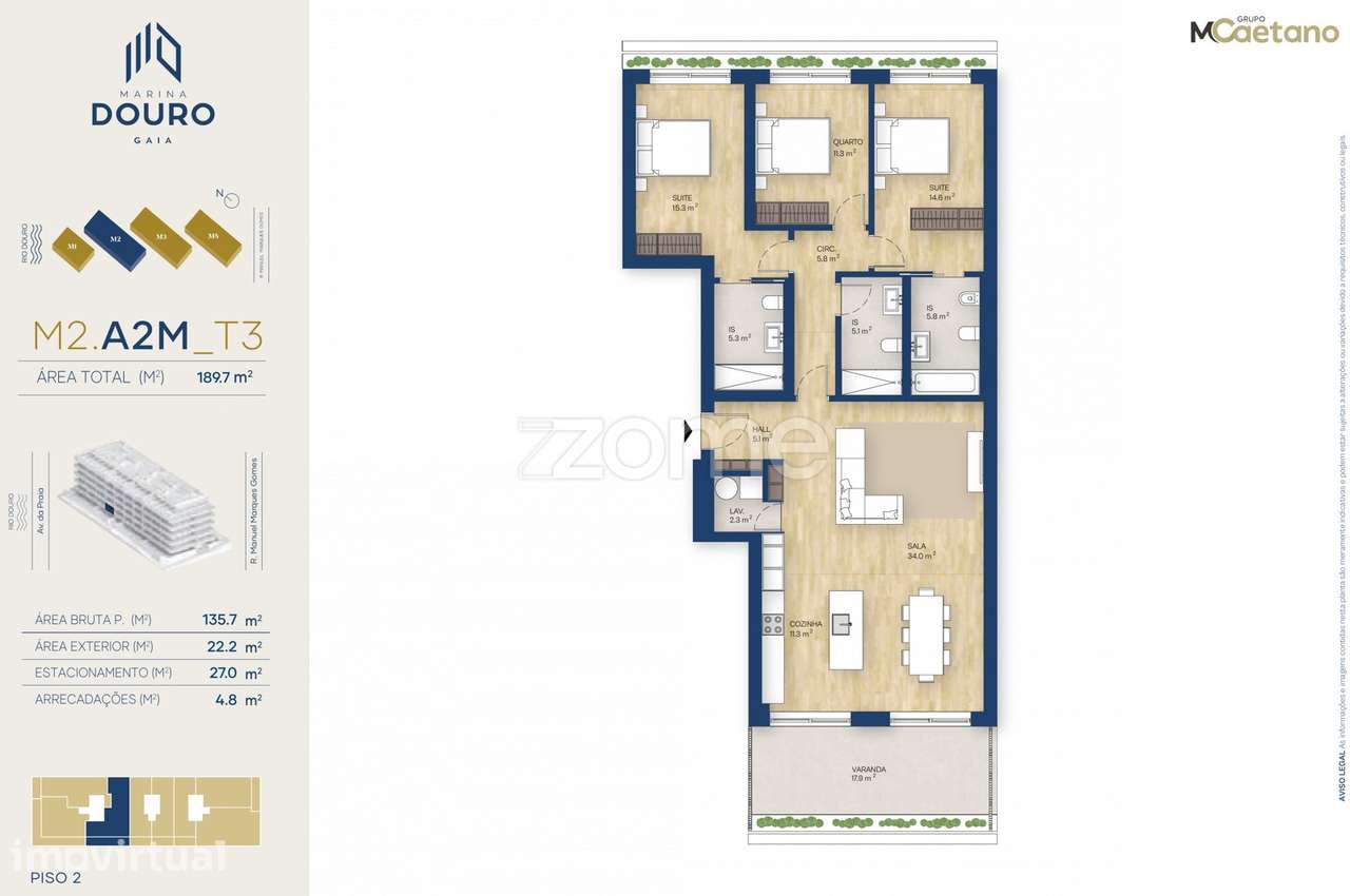 T3 - Empreendimento Marina Douro 2 - Grande imagem: 3/23