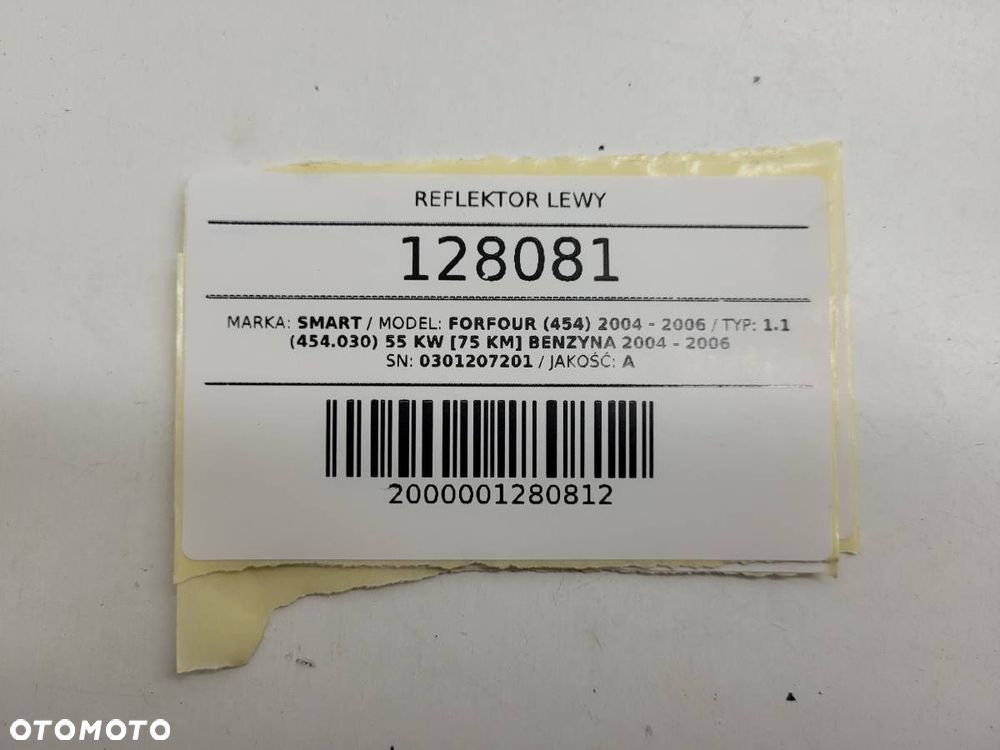 REFLEKTOR LEWY LAMPA PRZÓD LEWA SMART FORFOUR 454 0301207201 EUROPA - 10