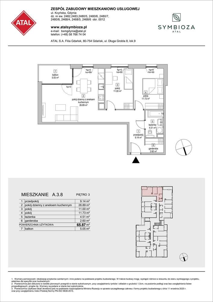 3-pokojowe mieszkanie 65m2 + balkon - Pełny obrazek: 2/24