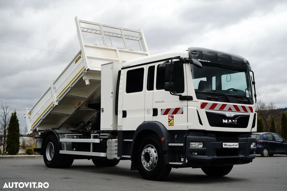 MAN TGM 18.340 / 4X2 / BASCĂLARE 3 LATERALĂ / BANCĂ HIDRODOXY / CAMION CU 7 LOCURI / BORDMATIC - 6