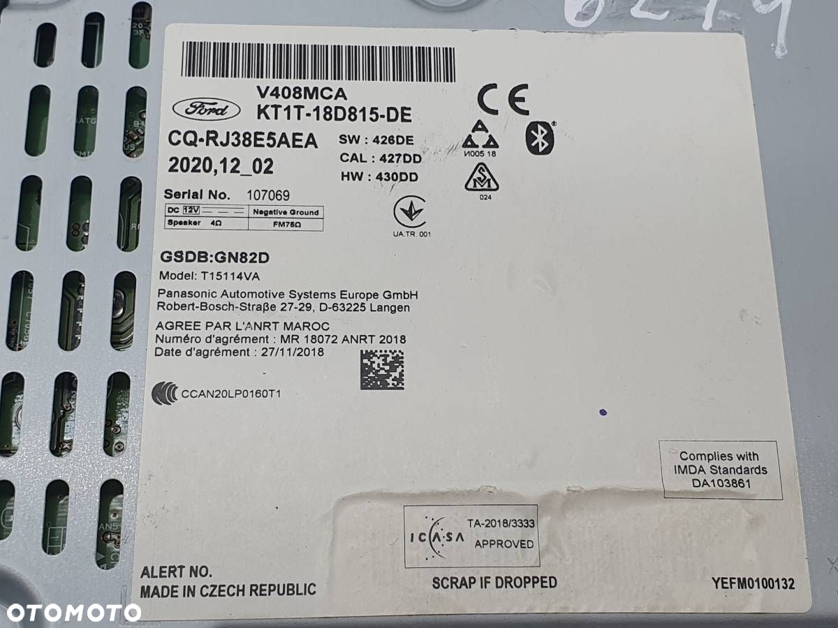 RADIO ODTWARZACZ CD FORD TRANSIT CONNECT MK2 KT1T-18D815-DE - 8