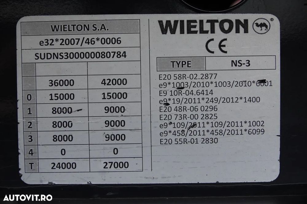 Wielton CORTINĂ / STANDARD / PUNTE RIDICATĂ / 385/55 R22.5 - 28