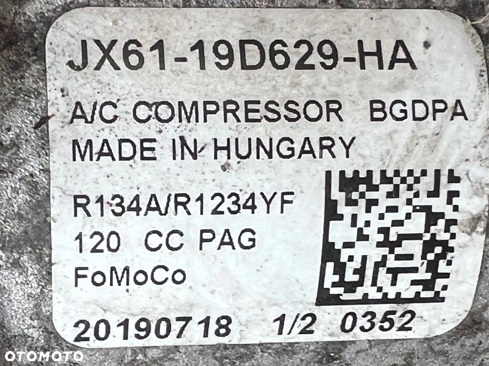 POMPA SPRĘŻARKA KLIMY KLIMATYZACJI FORD FOCUS MK4 1.0 ECOBOOST JX61-19D629-HA  2019 ROK - 3