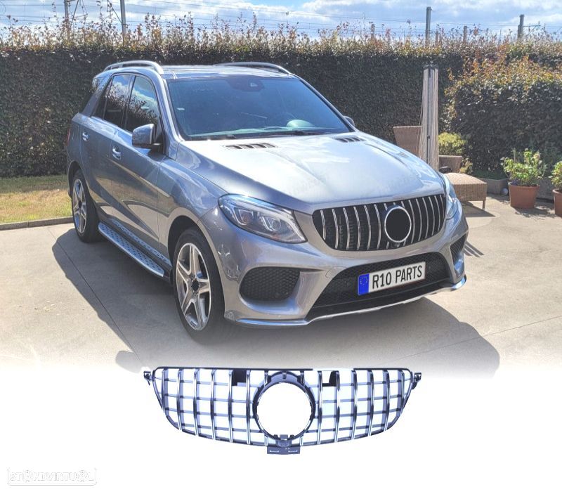 GRELHA FRONTAL MERCEDES CLASE GLE W166 X292 AMG 15-18 LOOK GLE63 COUPÉ GT CROMADA - 1