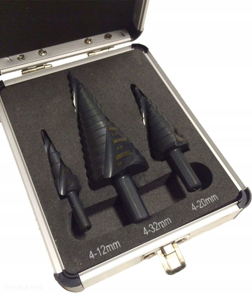 WIERTŁA STOPNIOWE SPIRALNE DO METALU 4-32 mm 3 szt - 12