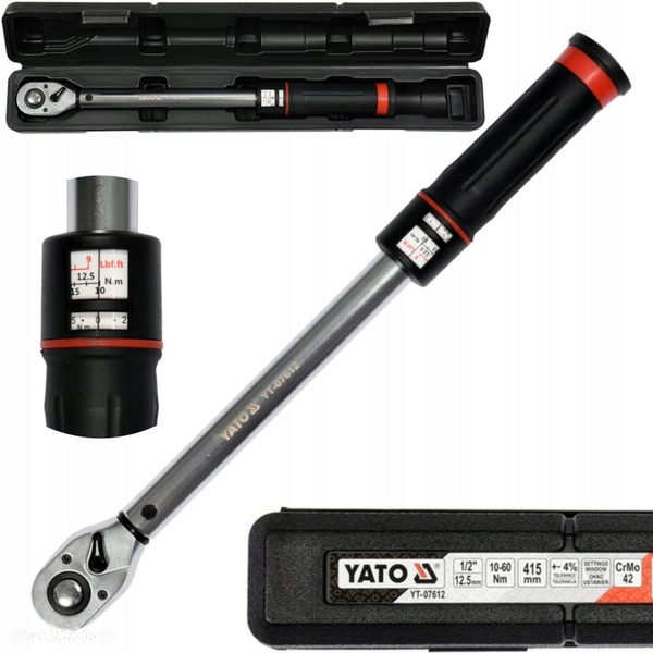 KLUCZ DYNAMOMETRYCZNY 1/2 YATO 10-60Nm W WALIZCE CERTYFIKAT WYMIANA KÓŁ