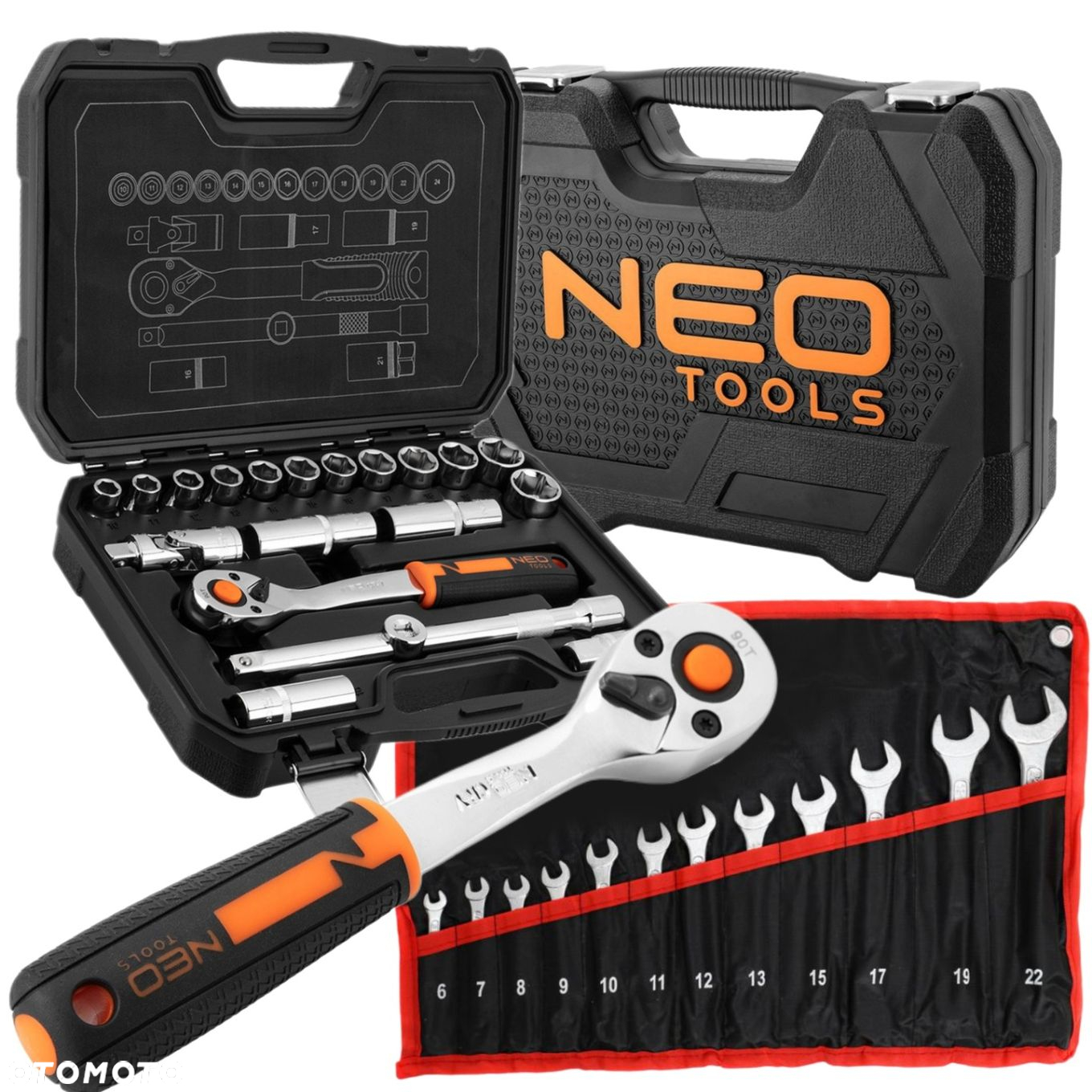 NEO ZESTAW KLUCZY NASADOWYCH 20 ELEMENTÓW 1/2" SATYNA  6-22mm PŁ-OCZ - 14
