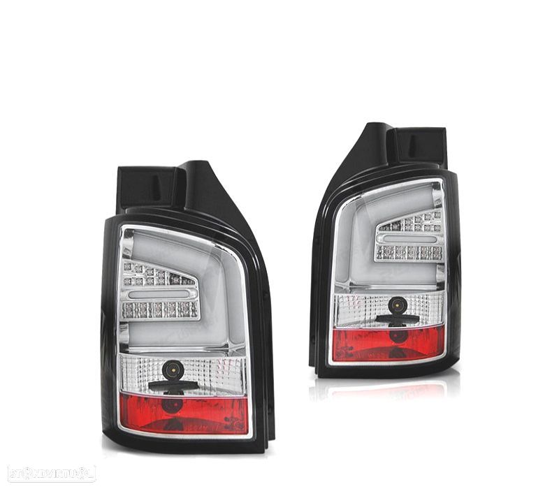 FAROLINS TRASEIROS VOLKSWAGEN VW T5 1P 03-09 LIGHT BAR FUNDO CROMADO - 1