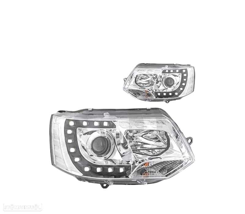 FARÓIS FRONTAIS PARA VOLKSWAGEN VW T5 MULTIVAN CARAVELLE 09-15 CROMO - 1